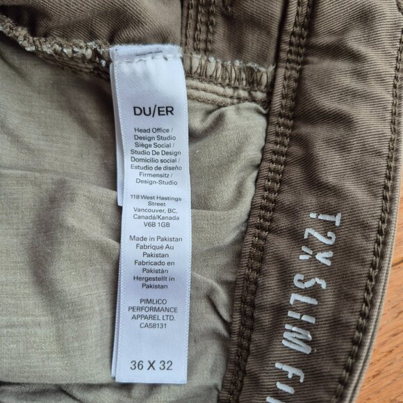 DUER DU/ER Fit Pants Men's 36" Beige T2X Slim Stretch - Picture 5 of 15